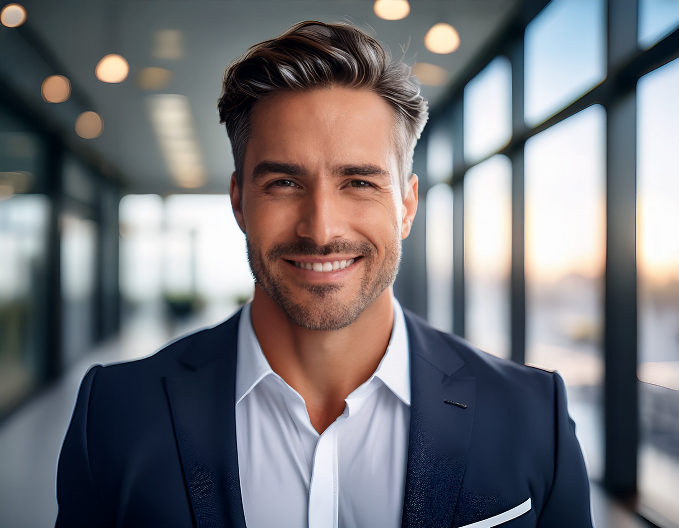 Middle-aged man in a suit with friendly expression